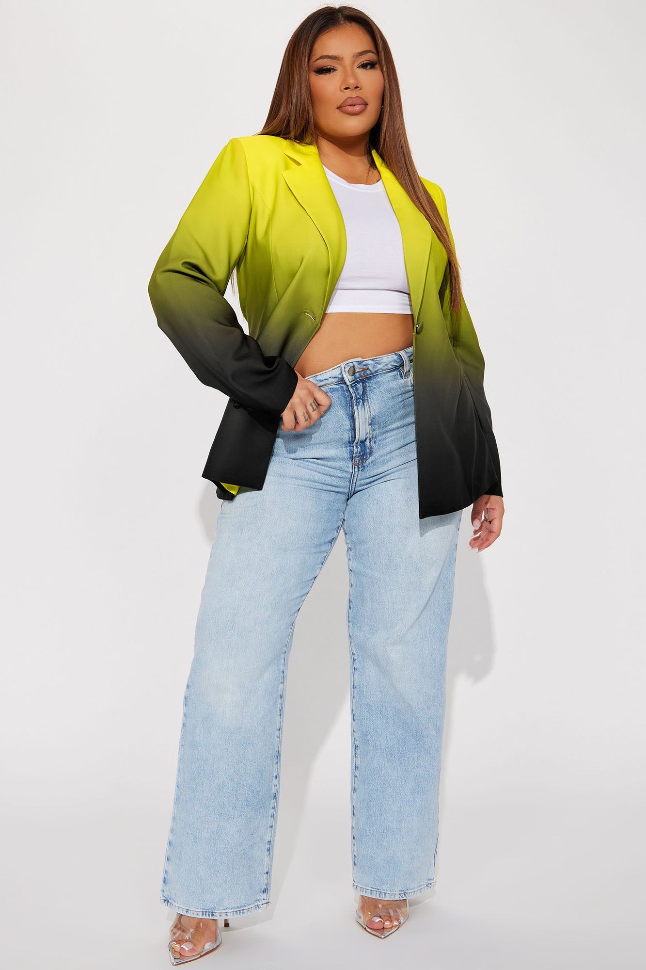 Eliza Ombre Blazer - Chartreuse sold by Fashion Nova product image thumbnail 4