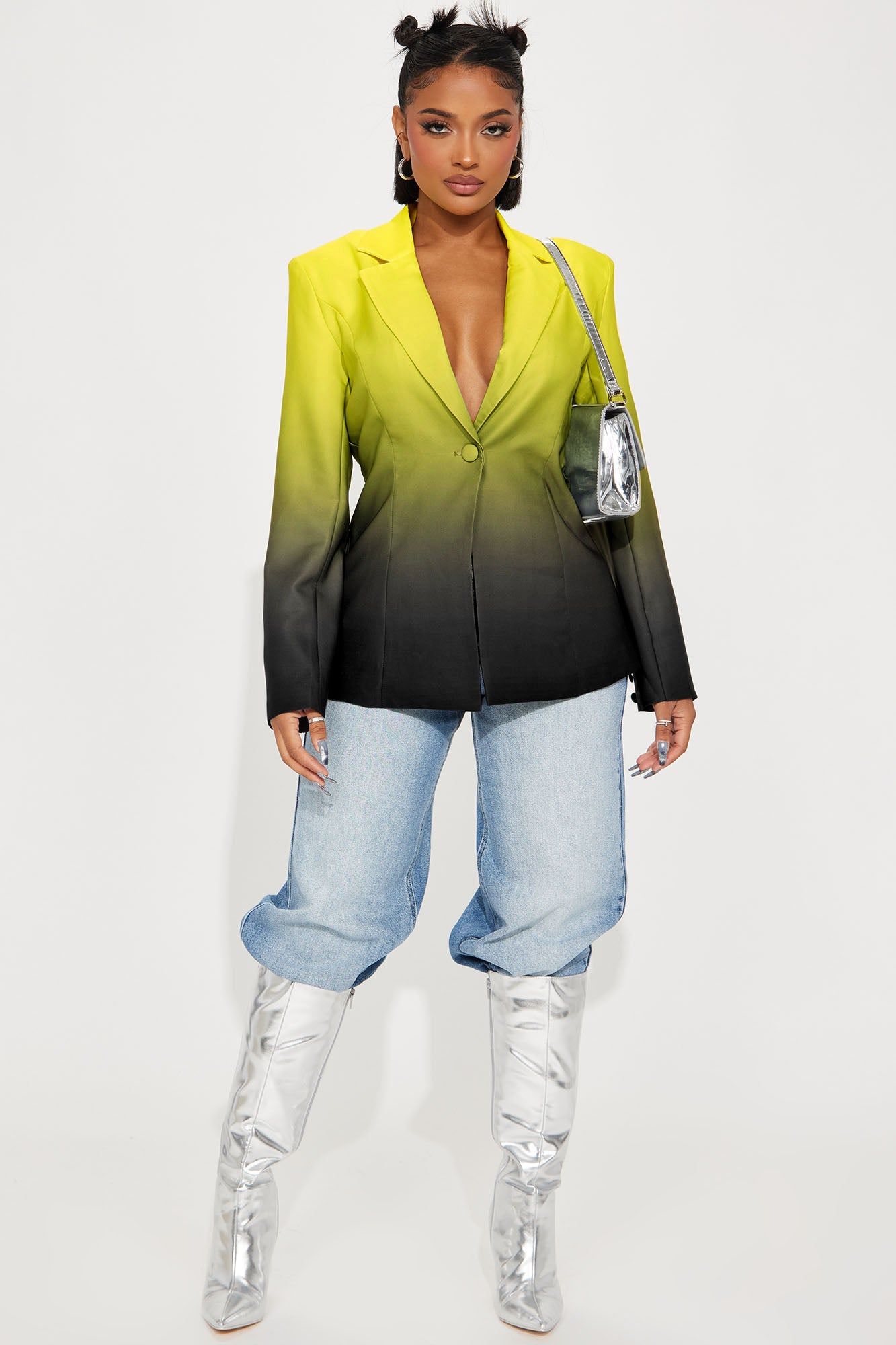 Eliza Ombre Blazer - Chartreuse sold by Fashion Nova product image thumbnail 2