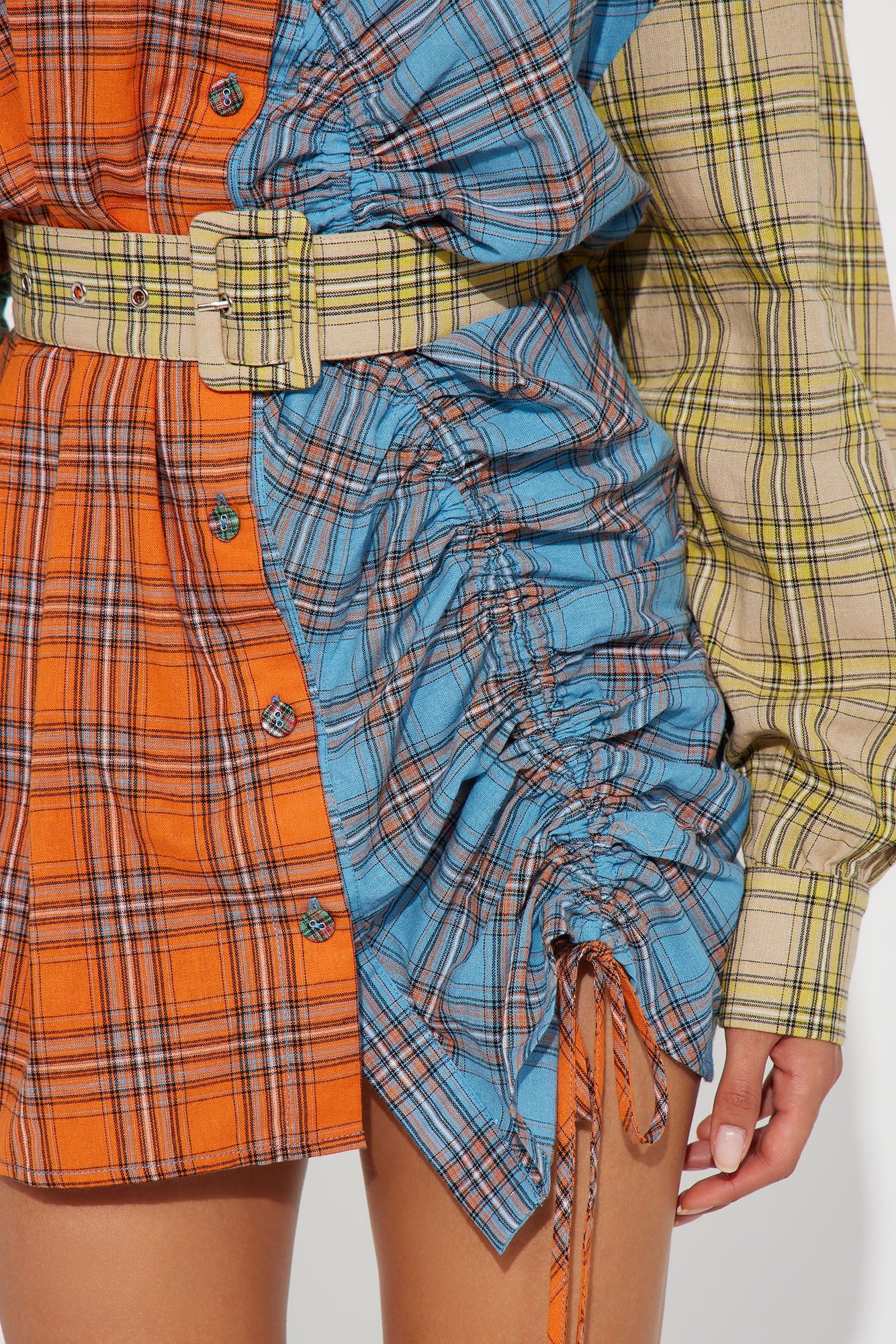 Maya Flannel Mini Dress - Orange/combo sold by Fashion Nova product image thumbnail 3