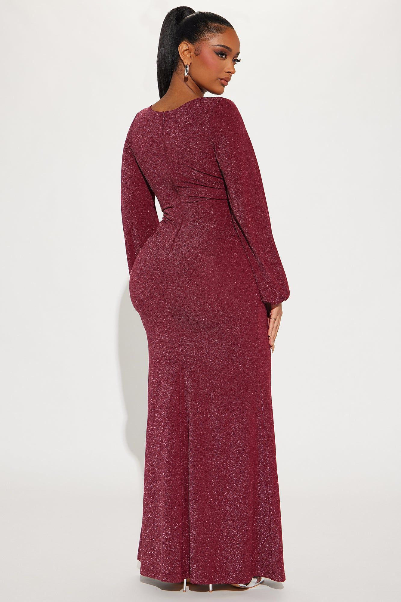 Starry Eyed Glitter Maxi Dress - Wine sold by Fashion Nova product image thumbnail 3