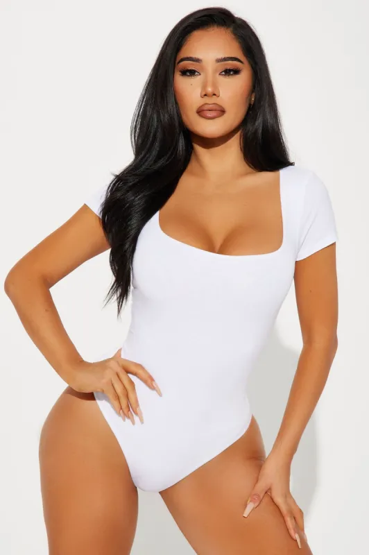 Devyn Double Layered Bodysuit - White sold by Fashion Nova