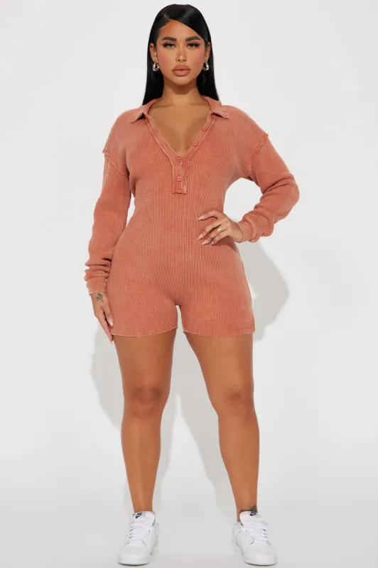 Luck Of The Draw Romper - Rust sold by Fashion Nova