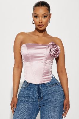 Home Grown Satin Corset Top - Blush sold by Fashion Nova