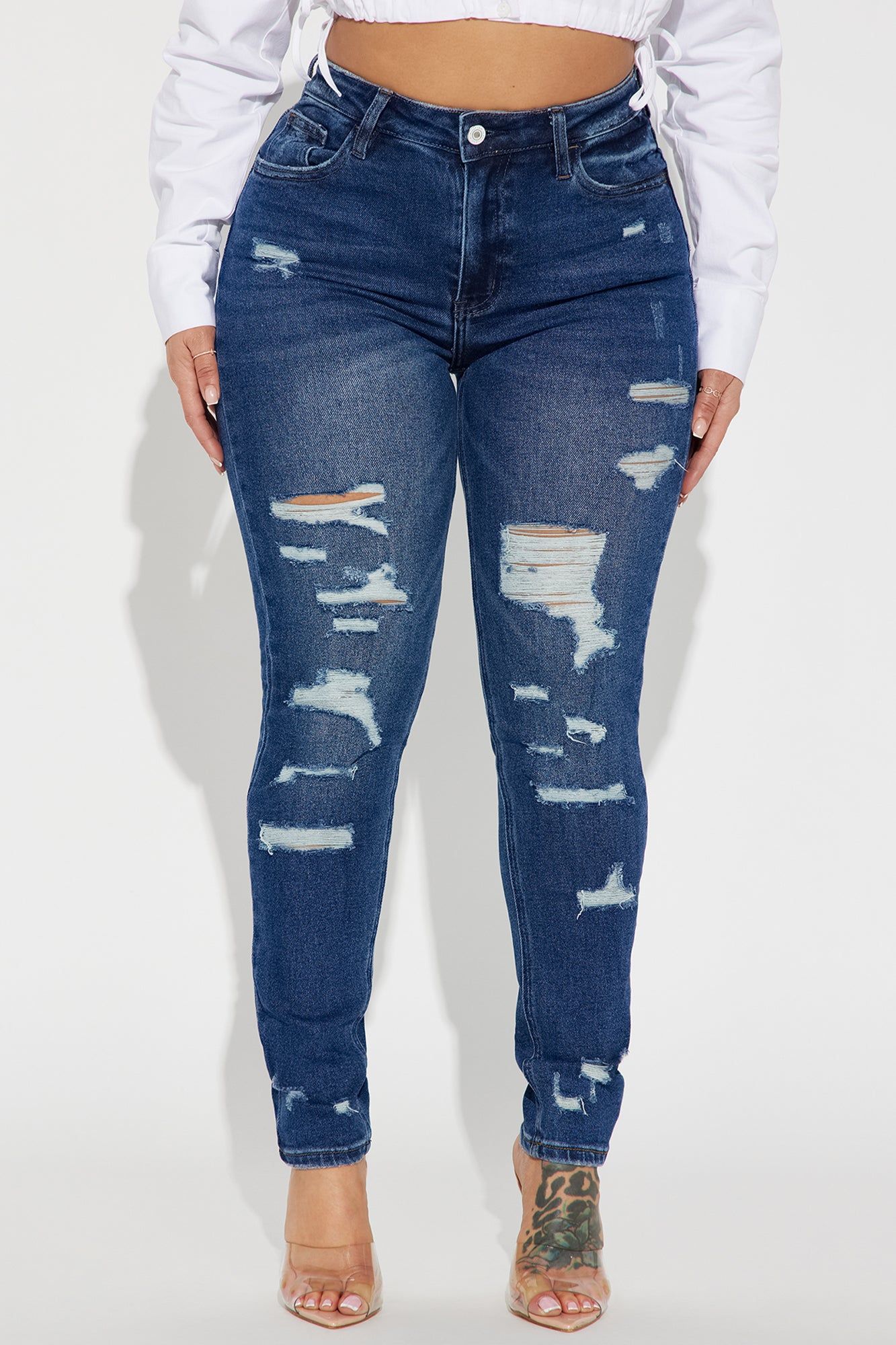 So Unserious Stretch Ripped Skinny Jeans - Dark Wash sold by Fashion Nova product image thumbnail 2