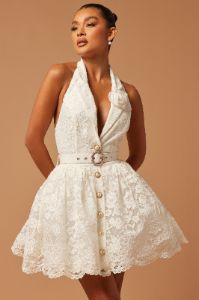 Colette Lace Mini Dress - White sold by Fashion Nova