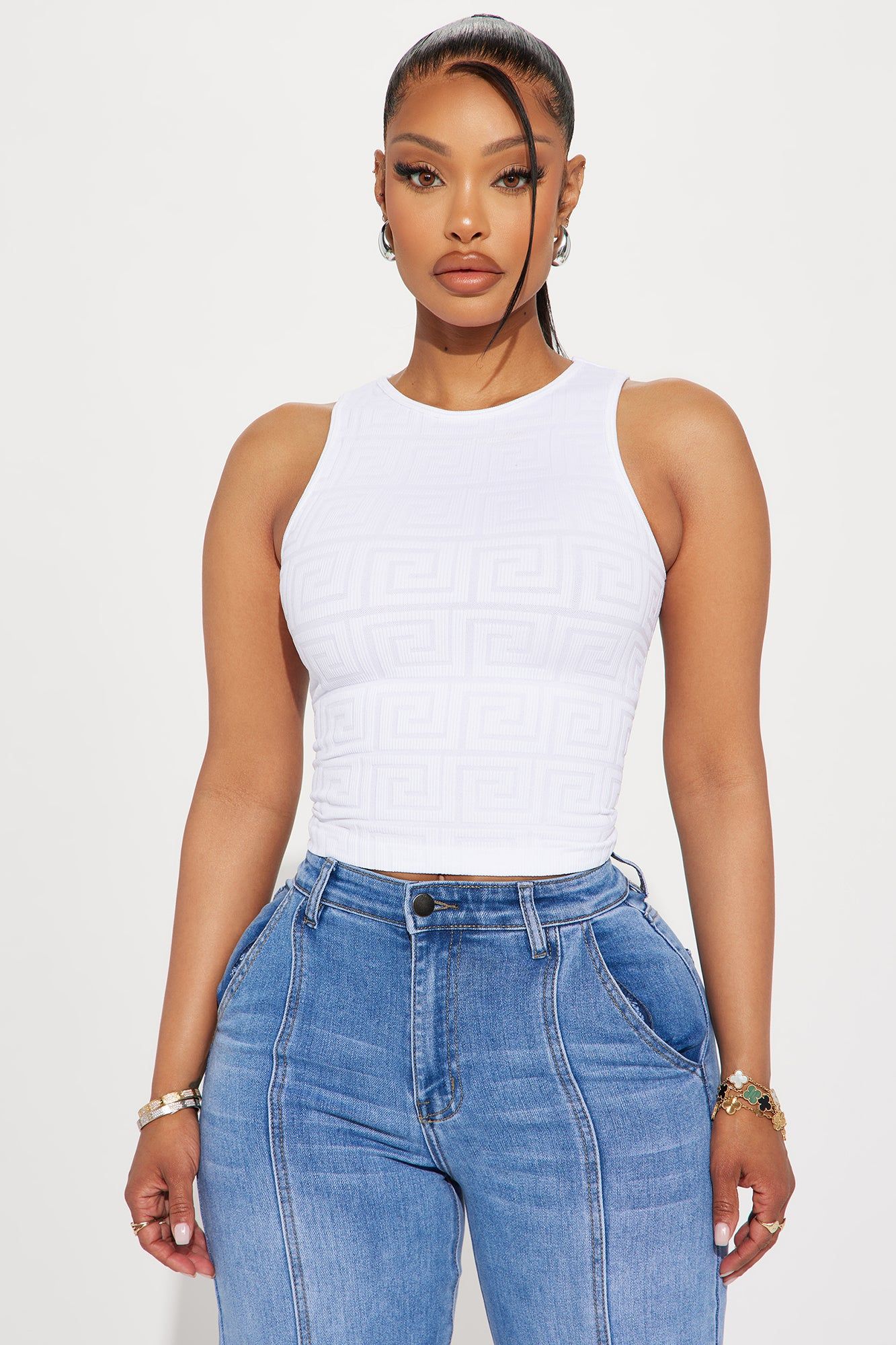 It's My Turn Tank Top - White sold by Fashion Nova