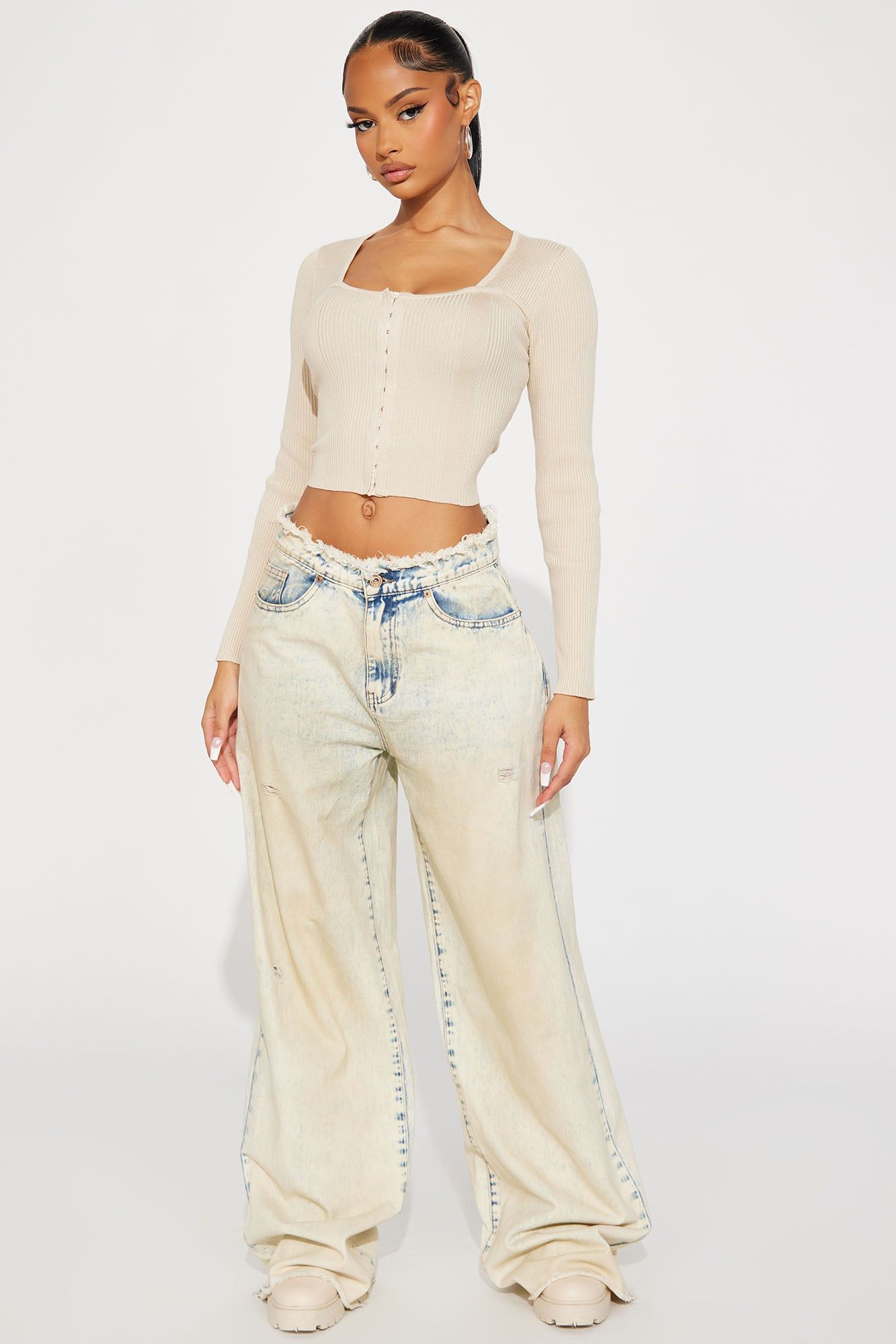 Step Away Tinted Baggy Jeans - Light Wash sold by Fashion Nova