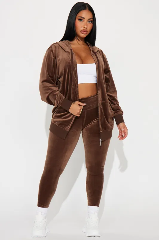 OG Friend Soft Velour Legging Set - Chocolate sold by Fashion Nova
