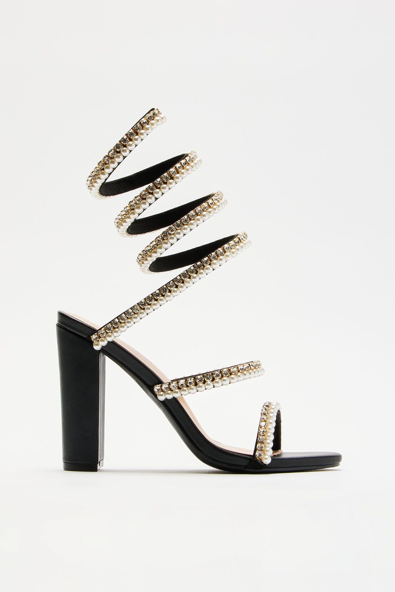 Xenia Pearl Wrap Up Heels - Black sold by Fashion Nova product image thumbnail 5