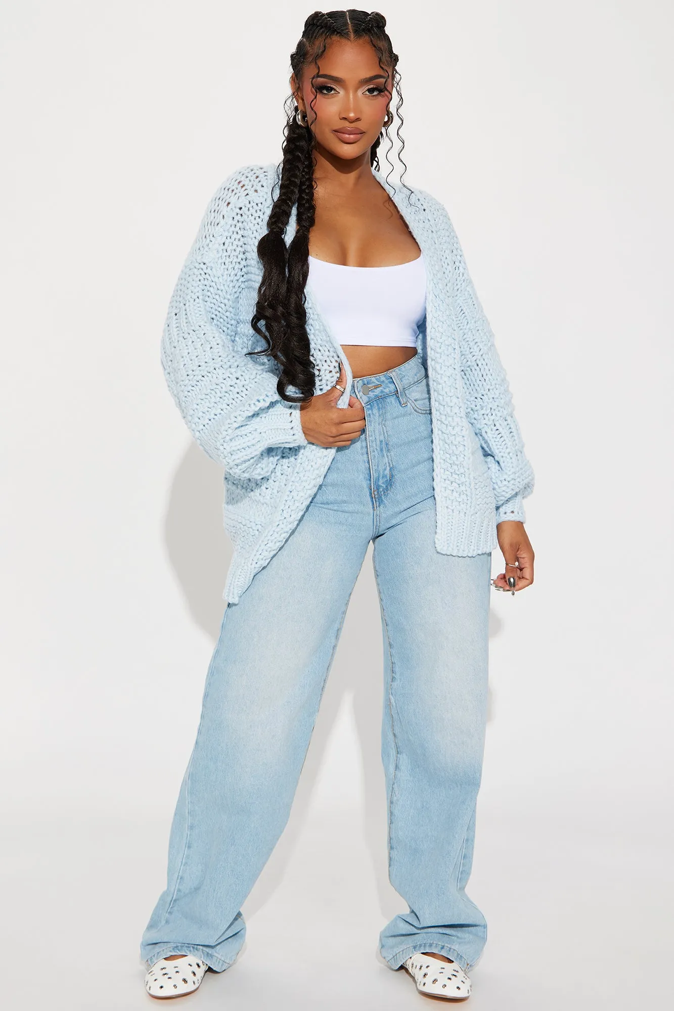 Izzy Chunky Knit Cardigan - Light Blue sold by Fashion Nova product image thumbnail 2