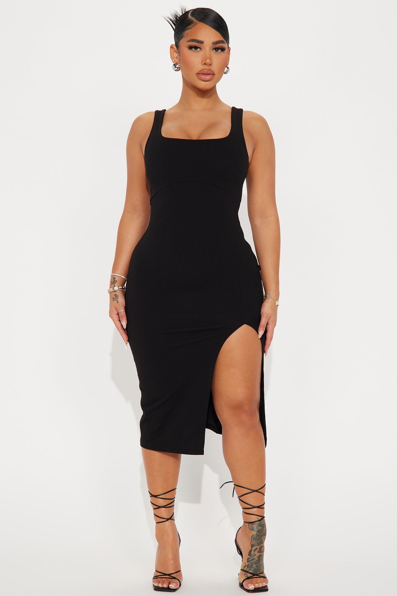 Valentina Midi Dress - Black sold by Fashion Nova