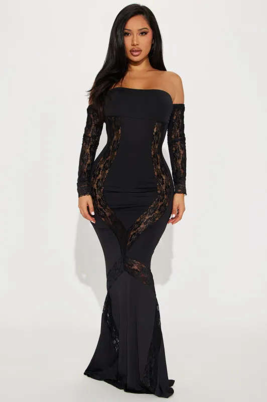 Chelsea Lace Cut Out Maxi Dress - Black sold by Fashion Nova