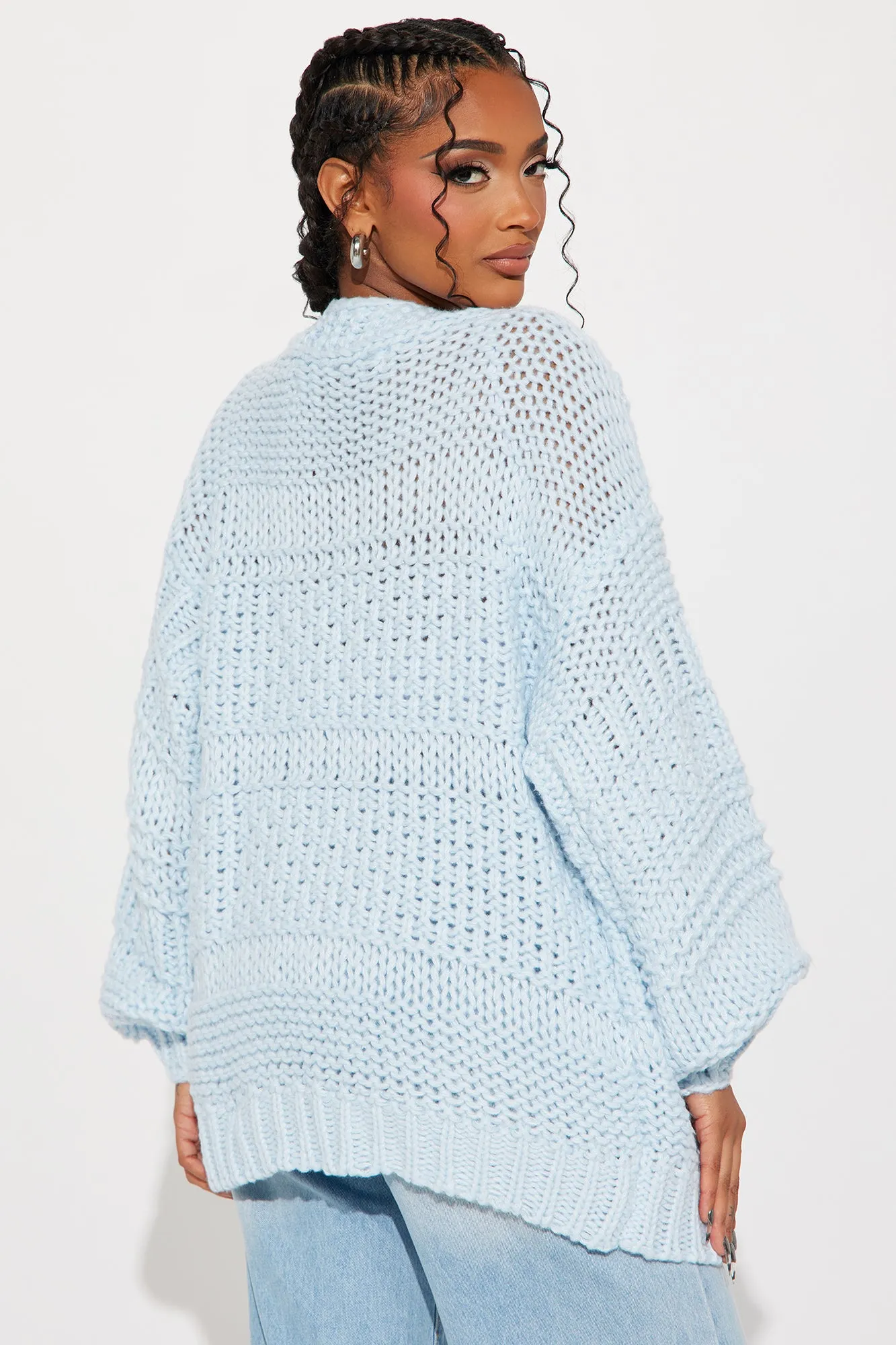 Izzy Chunky Knit Cardigan - Light Blue sold by Fashion Nova product image thumbnail 3