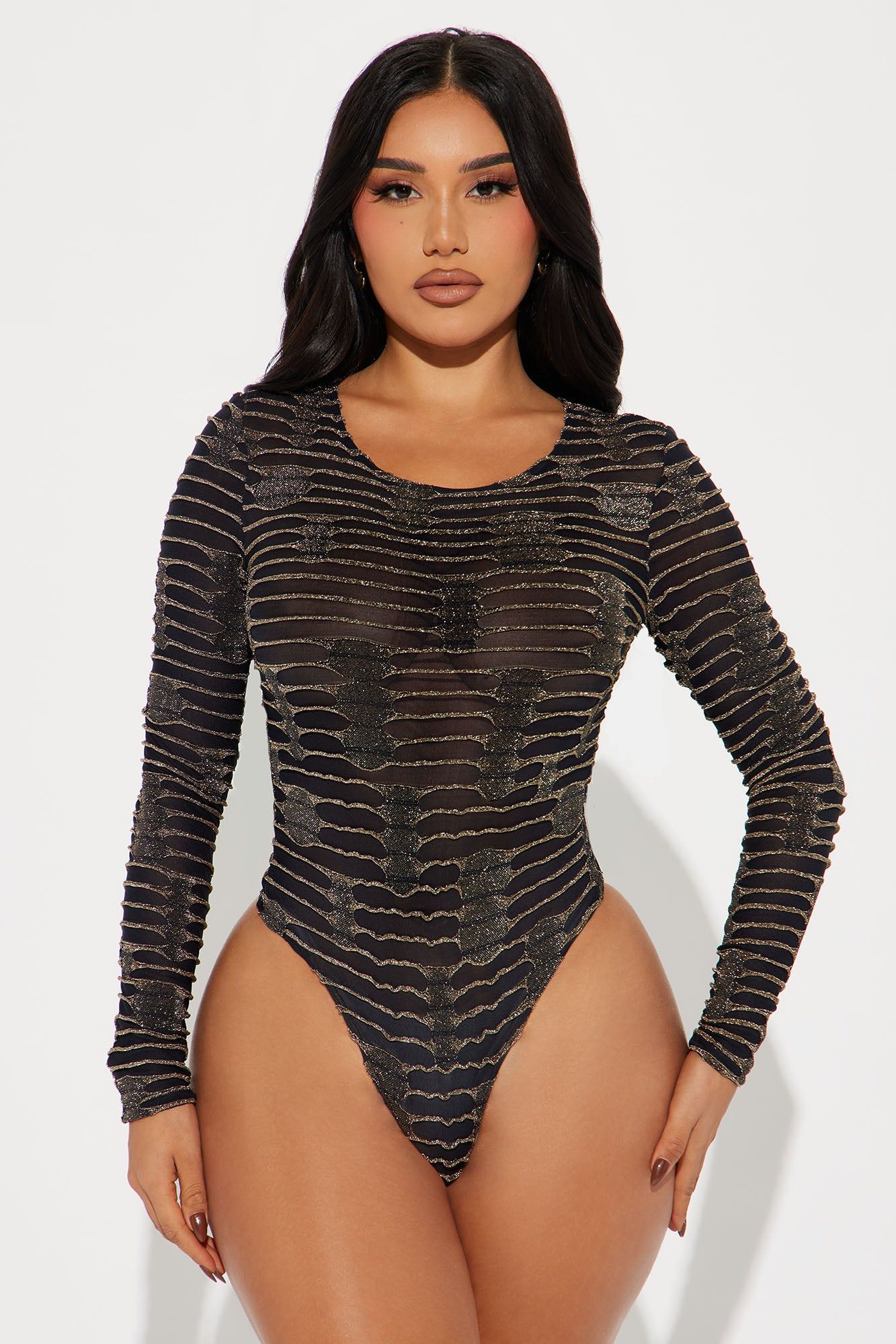Giving My Best Bodysuit - Gold/combo sold by Fashion Nova