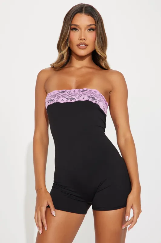 Not As Cool Romper - Black sold by Fashion Nova