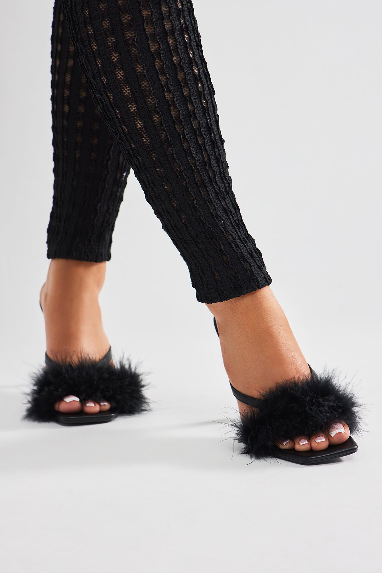 Gwen Feather Heeled Mules - Black sold by Fashion Nova product image thumbnail 4