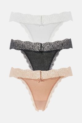 Waist No Time Lace Thong 3 Pack Panties - White/combo sold by Fashion Nova