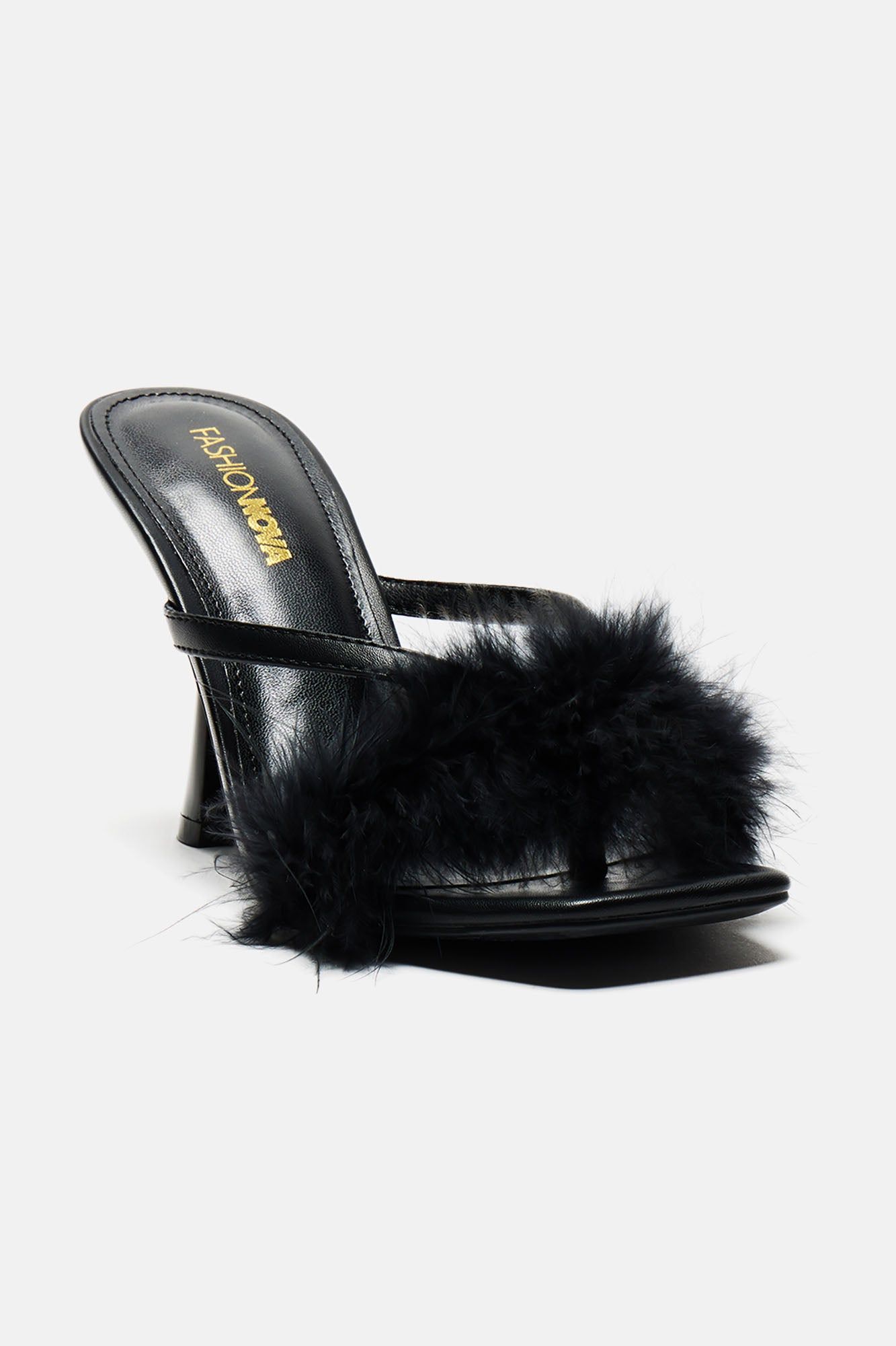 Gwen Feather Heeled Mules - Black sold by Fashion Nova product image thumbnail 3