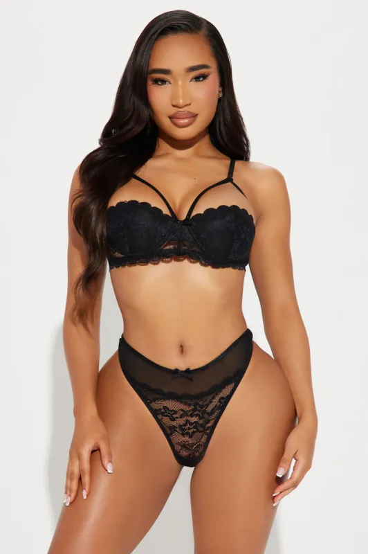 Want Your Lovin' Lace Bra And Panty Set - Black sold by Fashion Nova