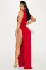Steph High Slit Slinky Maxi Dress - Red sold by Fashion Nova