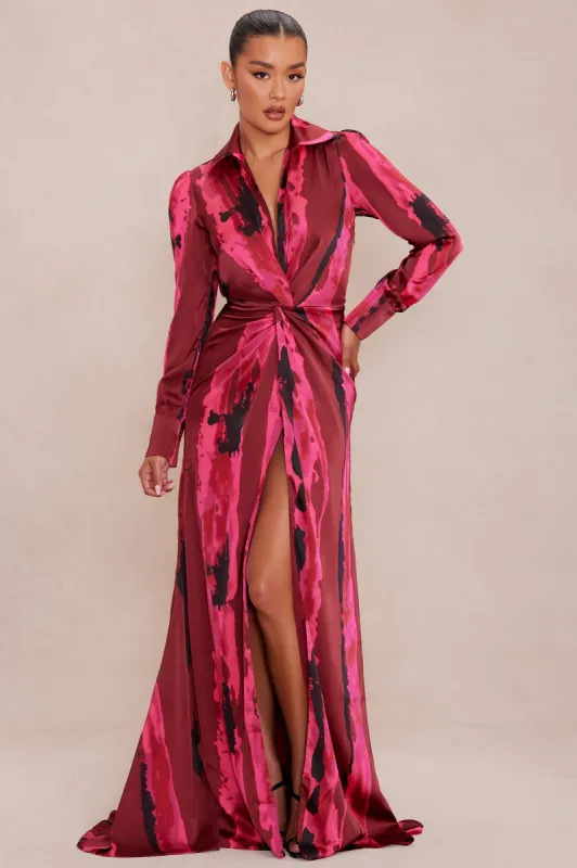 Gabriella Long Sleeve Maxi Dress - Magenta sold by Fashion Nova