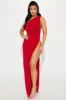 Steph High Slit Slinky Maxi Dress - Red sold by Fashion Nova