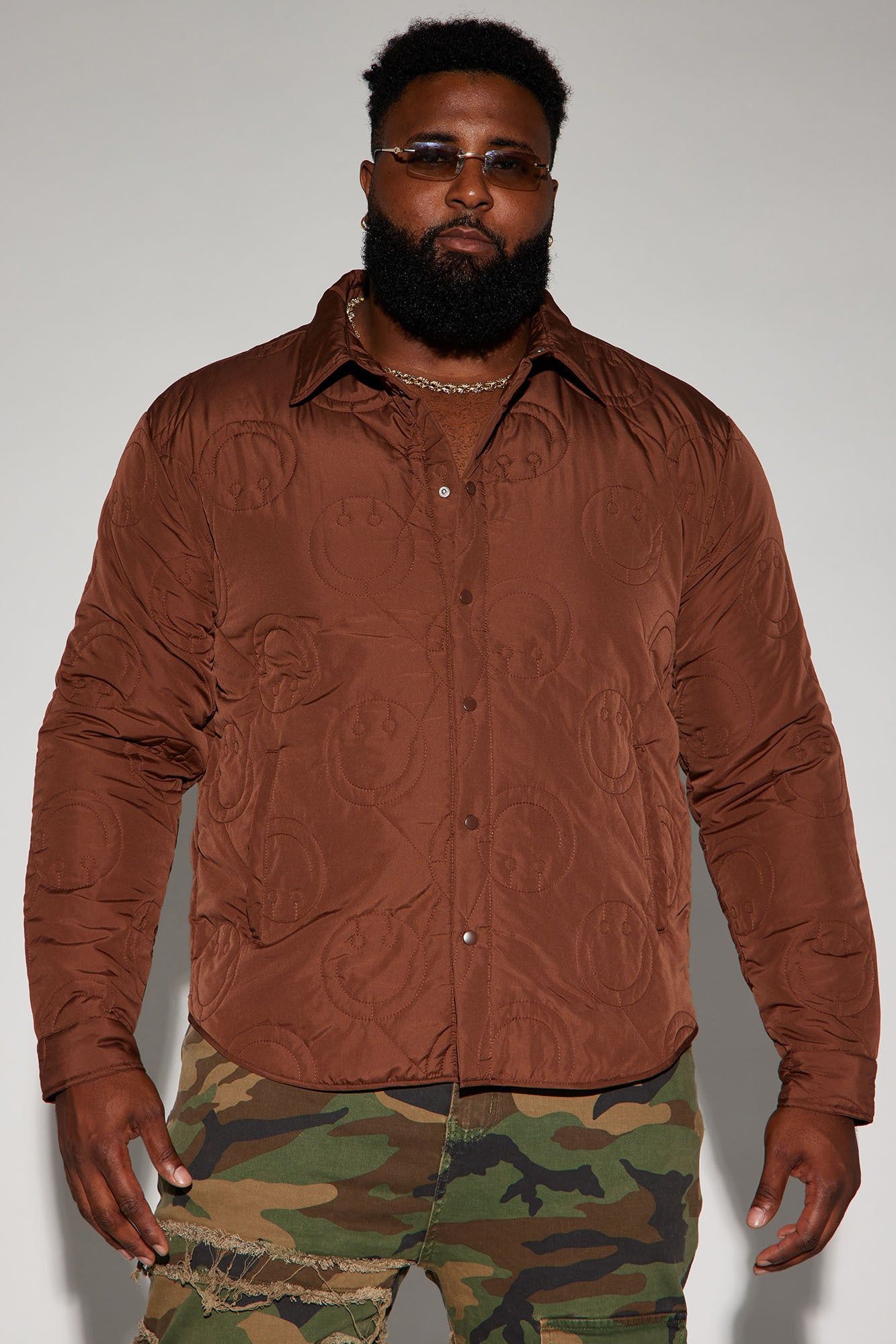 Smiley Quilted Nylon Shacket - Brown sold by Fashion Nova product image thumbnail 2