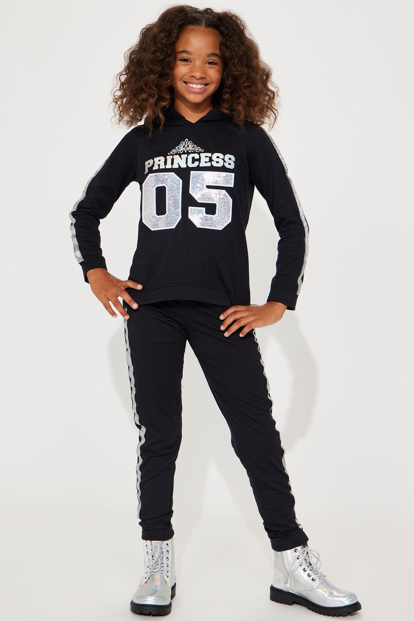 Mini Princess Of Everything 2 Piece Athleisure Jogger Set - Black sold by Fashion Nova