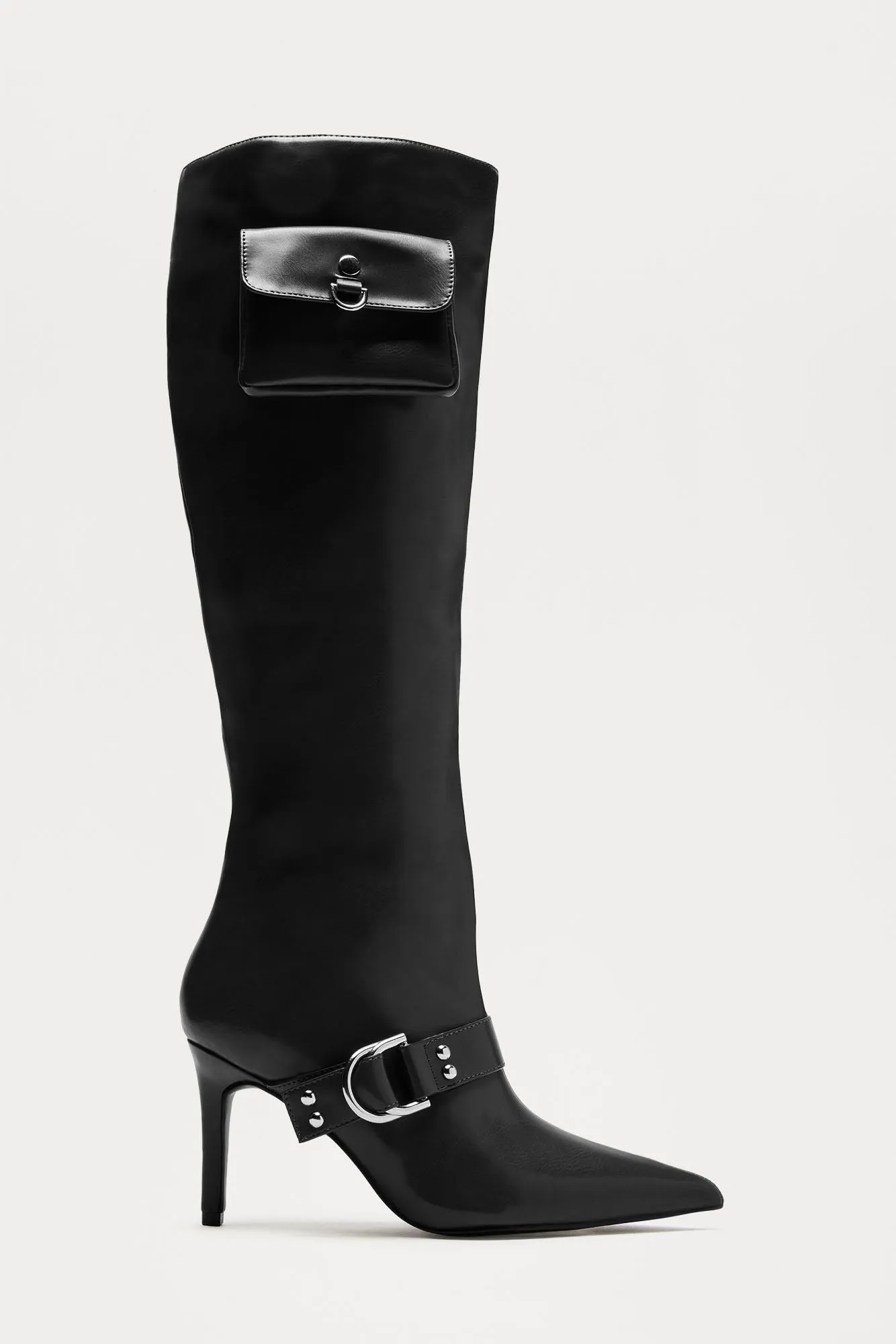 Onex Buckle Knee High Boots - Black sold by Fashion Nova