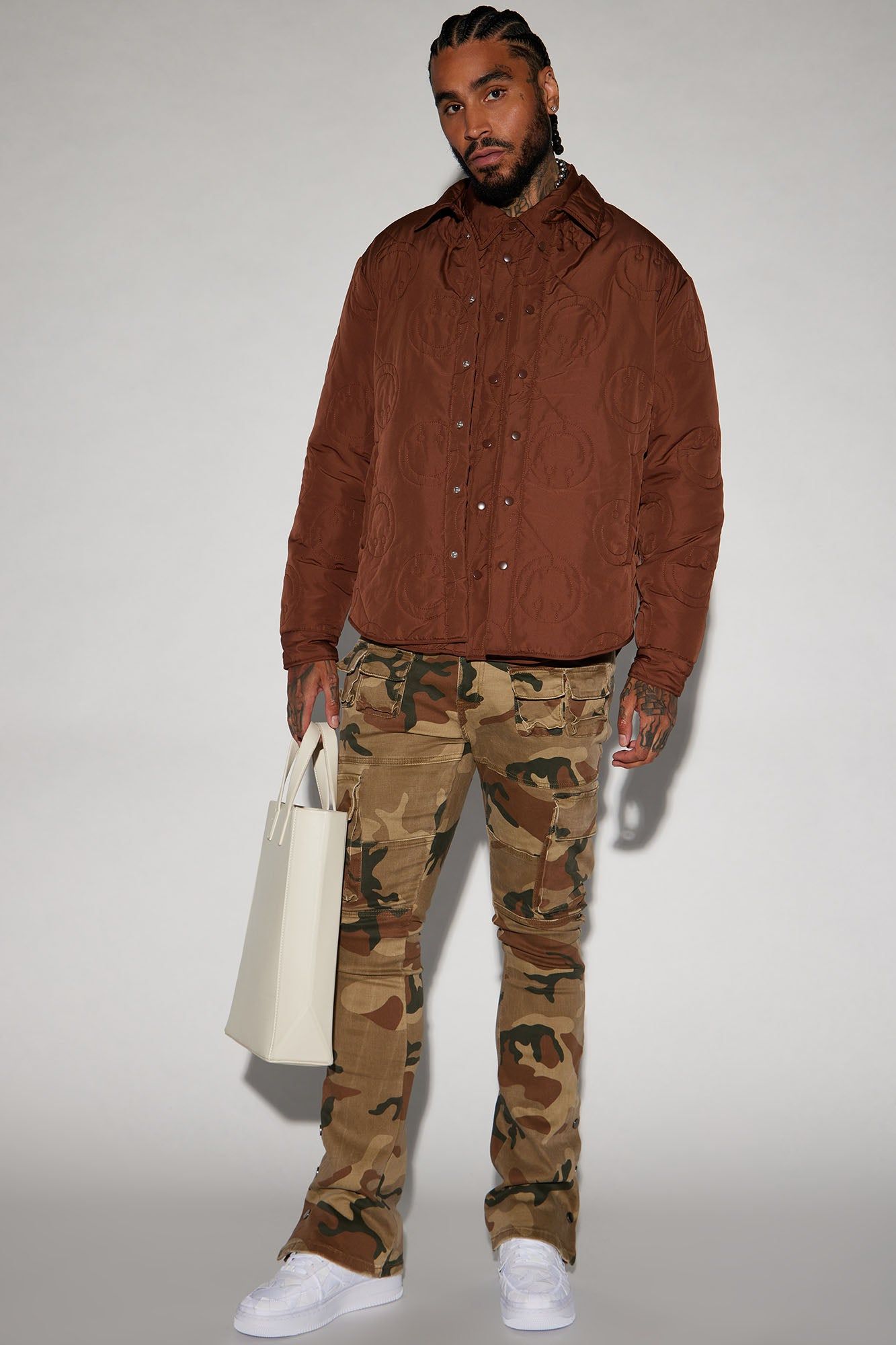 Smiley Quilted Nylon Shacket - Brown sold by Fashion Nova product image thumbnail 3