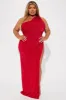 Steph High Slit Slinky Maxi Dress - Red sold by Fashion Nova