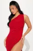 Steph High Slit Slinky Maxi Dress - Red sold by Fashion Nova