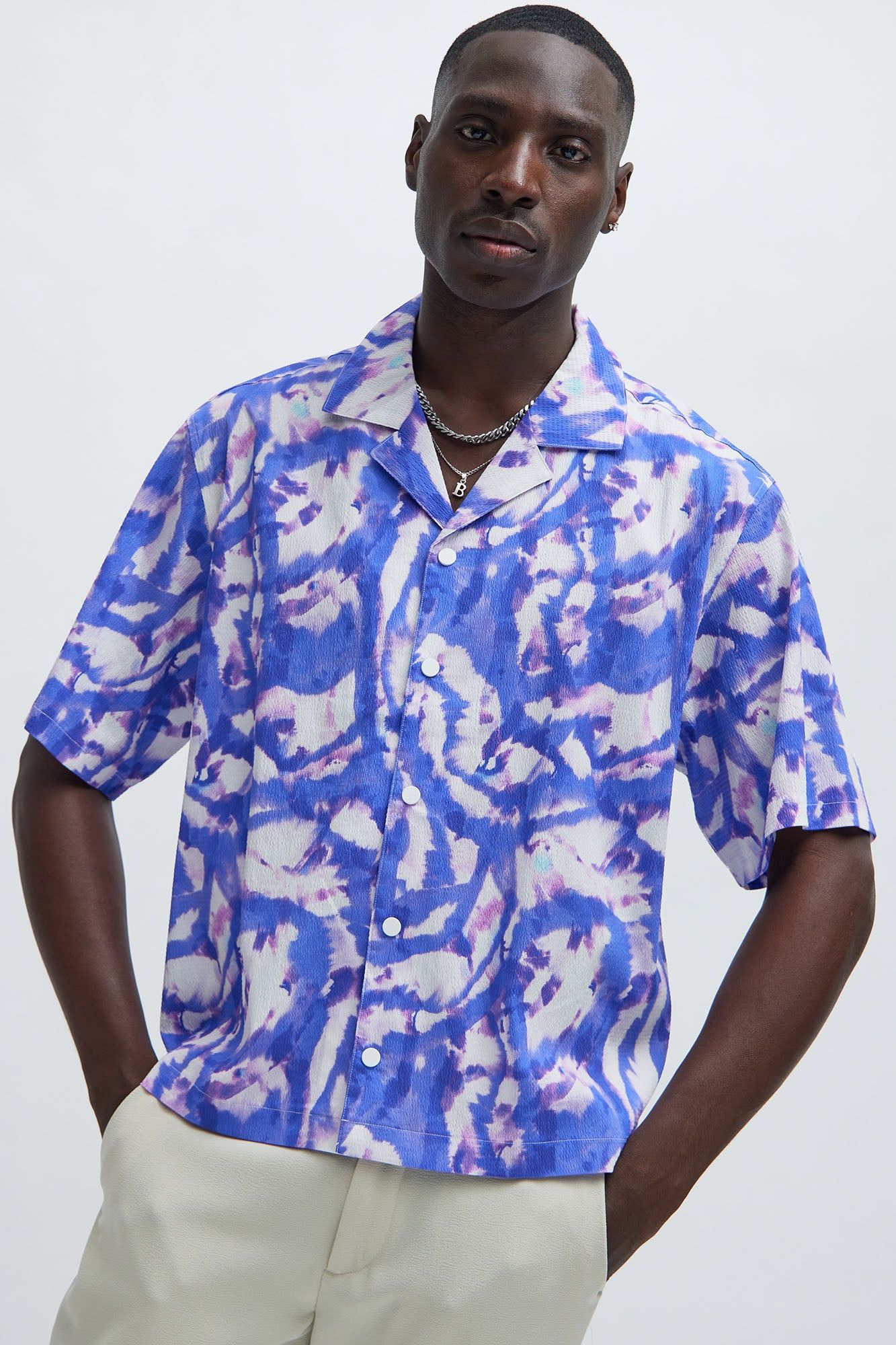 Prizm Shirt - Purple/combo sold by Fashion Nova