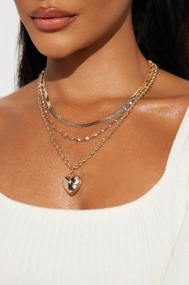 Embellish My Heart Layered Necklace - Gold sold by Fashion Nova
