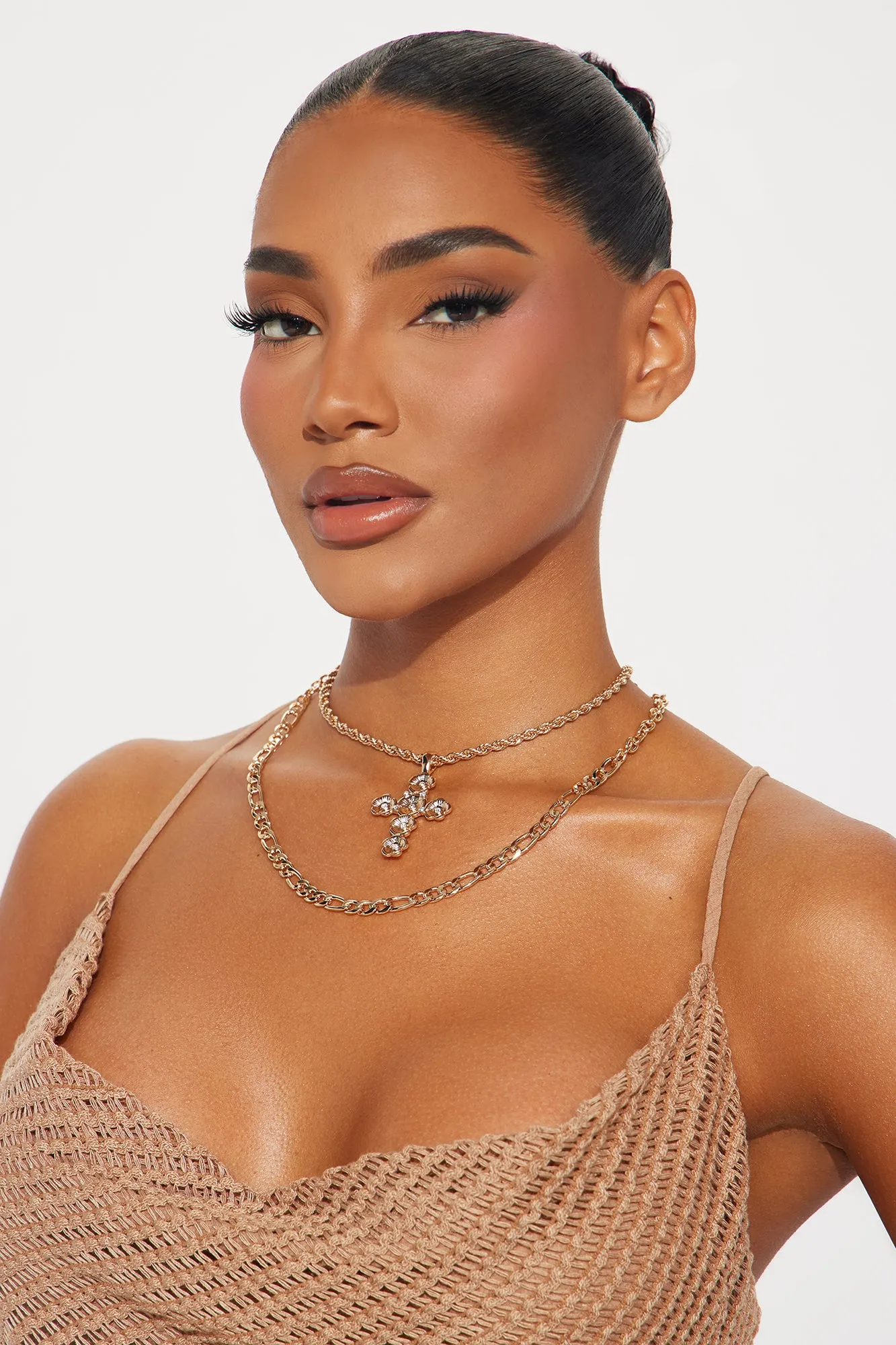 Trust The Journey Cross Layered Necklace - Gold sold by Fashion Nova product image thumbnail 2