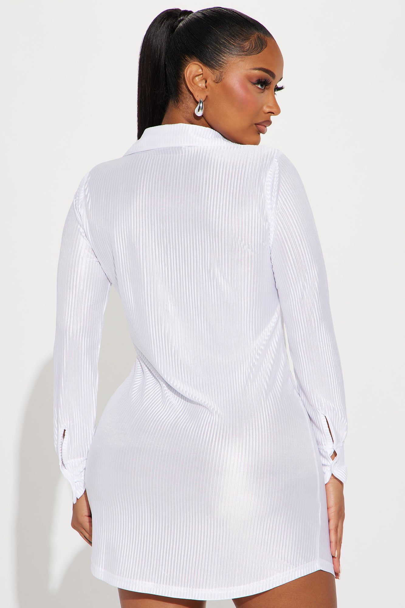 Lisa Plisse Shirt Dress - White sold by Fashion Nova product image thumbnail 3