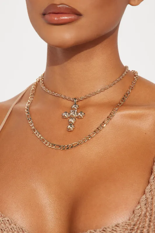 Trust The Journey Cross Layered Necklace - Gold sold by Fashion Nova