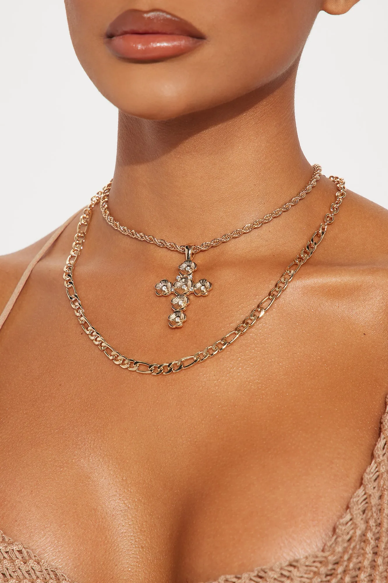 Trust The Journey Cross Layered Necklace - Gold sold by Fashion Nova