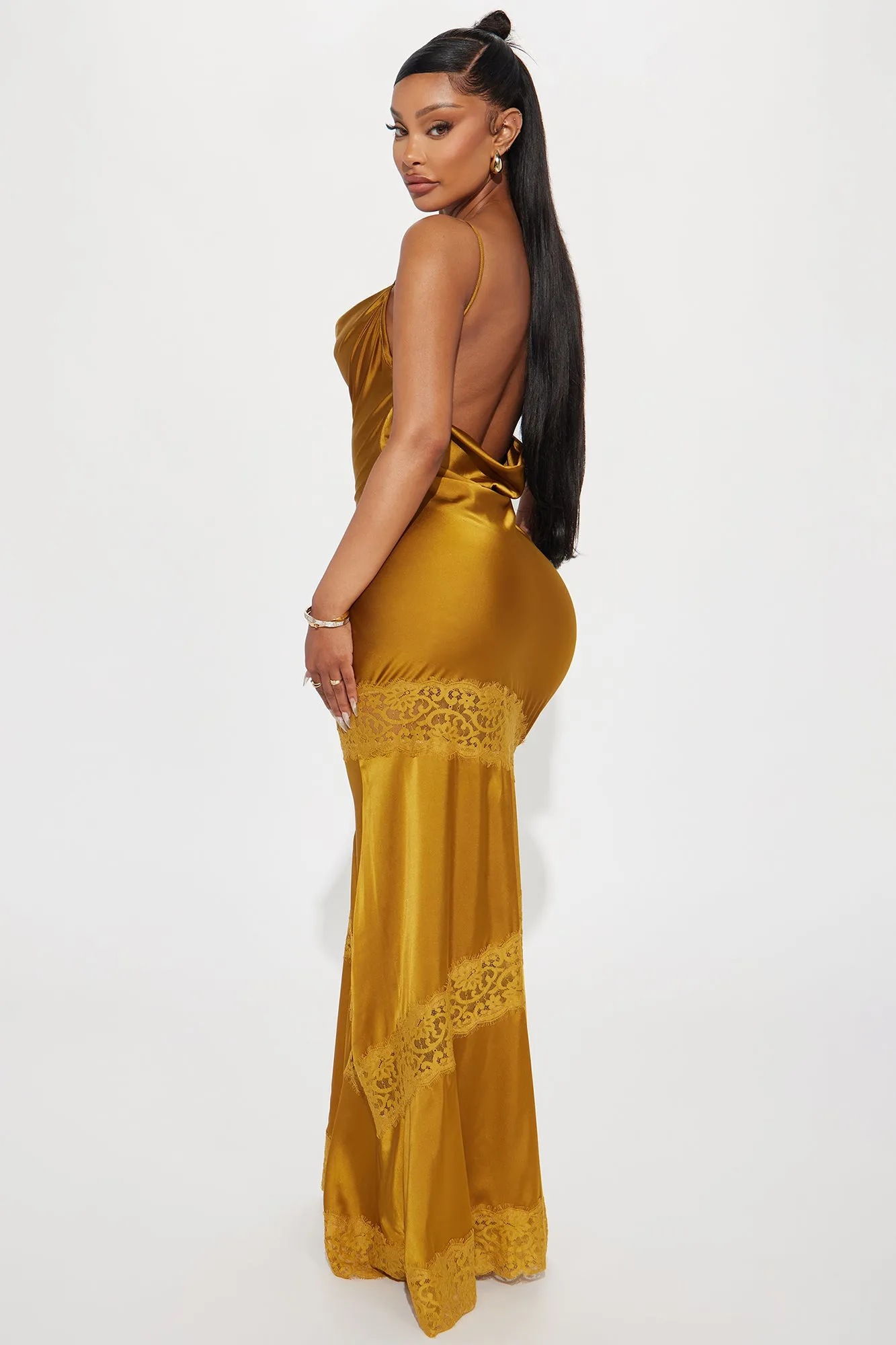 Inside Out Satin Maxi Dress - Gold sold by Fashion Nova product image thumbnail 3