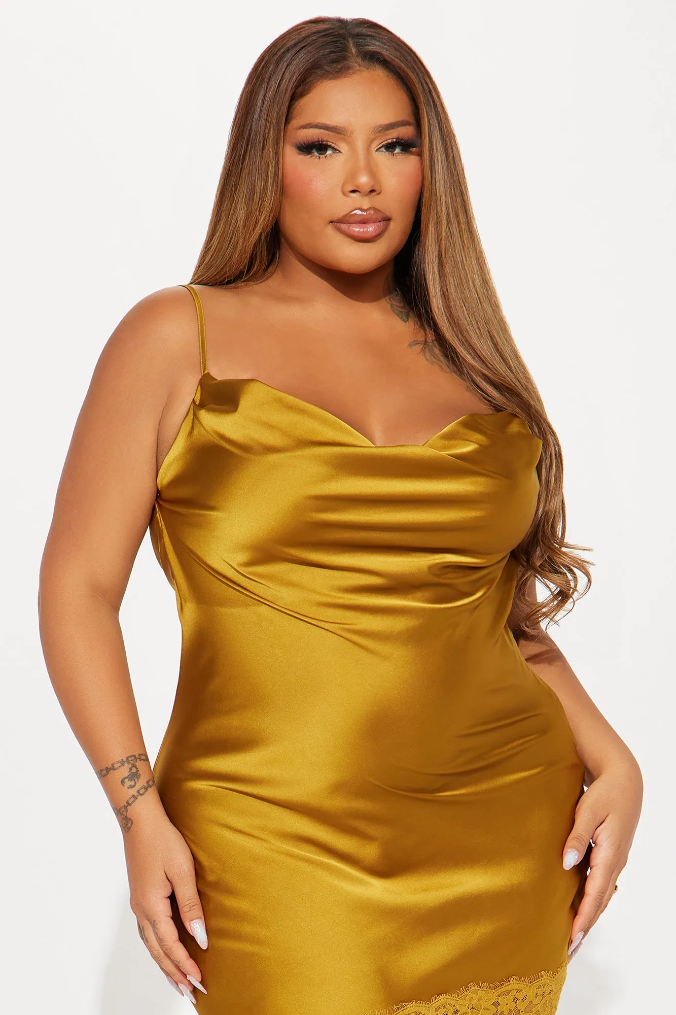 Inside Out Satin Maxi Dress - Gold sold by Fashion Nova product image thumbnail 5
