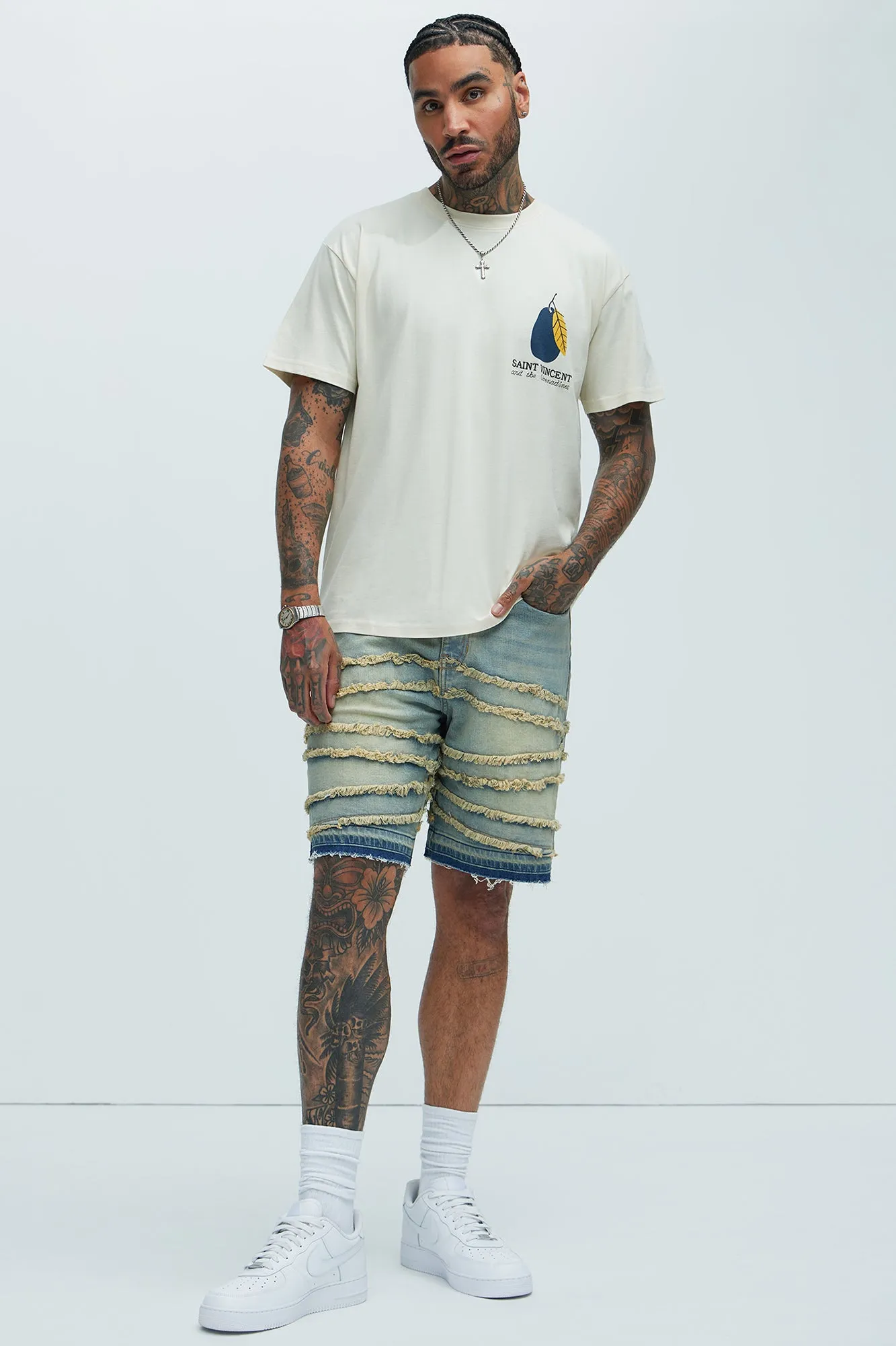 Nice Try Frayed Denim Short - Vintage Blue Wash sold by Fashion Nova product image thumbnail 2