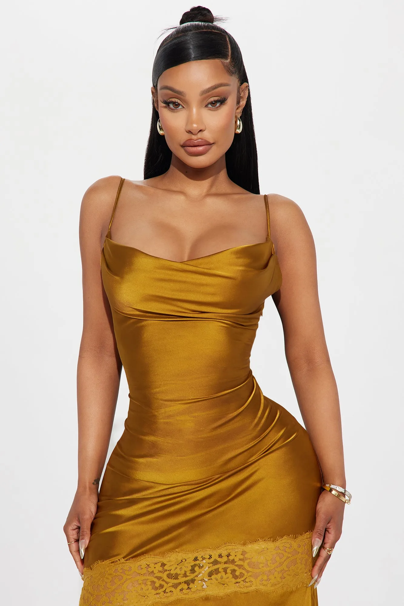 Inside Out Satin Maxi Dress - Gold sold by Fashion Nova product image thumbnail 2