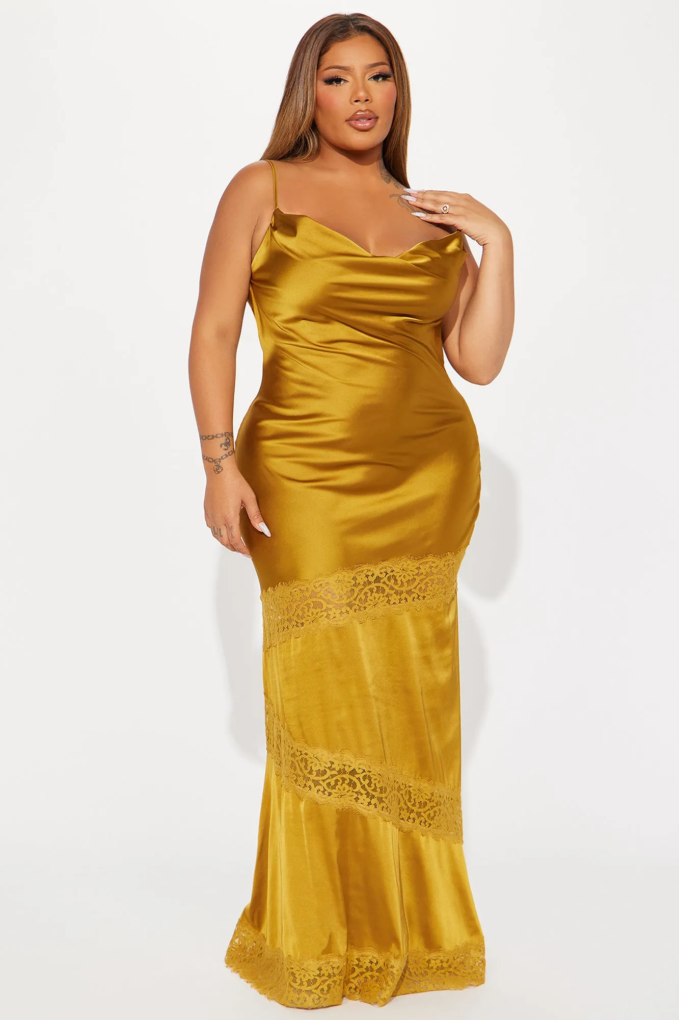 Inside Out Satin Maxi Dress - Gold sold by Fashion Nova product image thumbnail 4