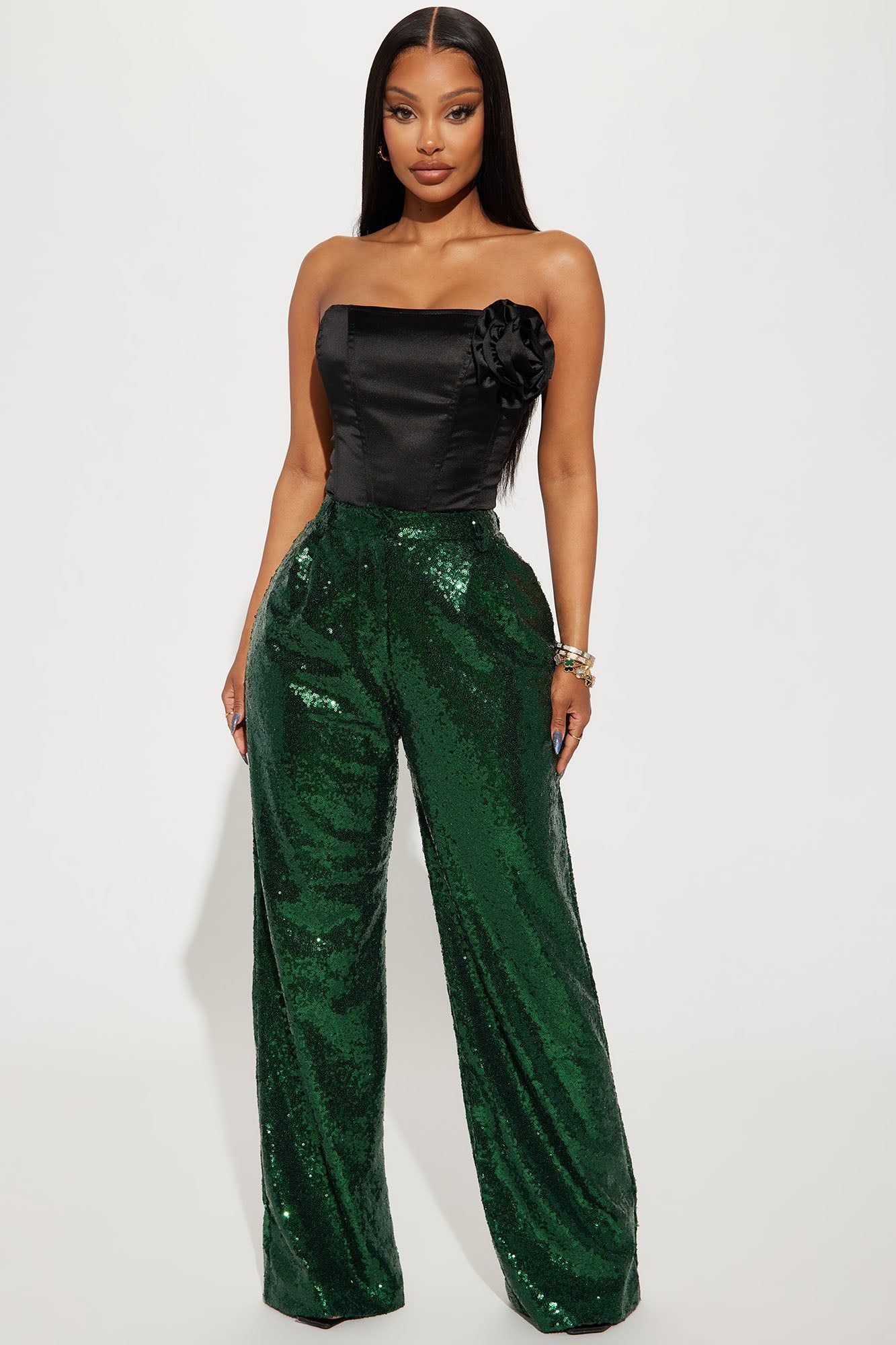 Nights Like This Sequin Trouser - Hunter sold by Fashion Nova