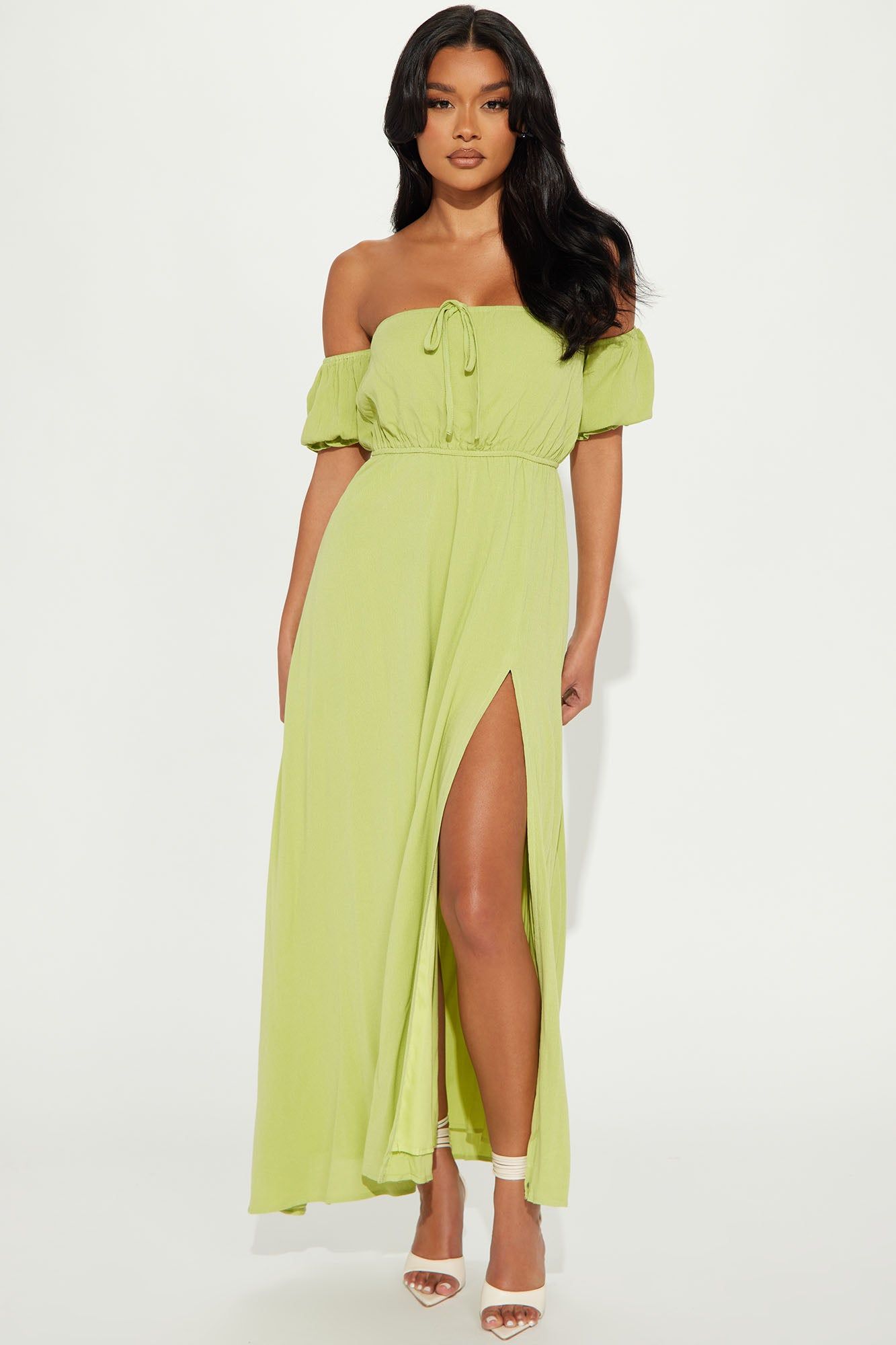 Lily Off Shoulder Maxi Dress - Green sold by Fashion Nova