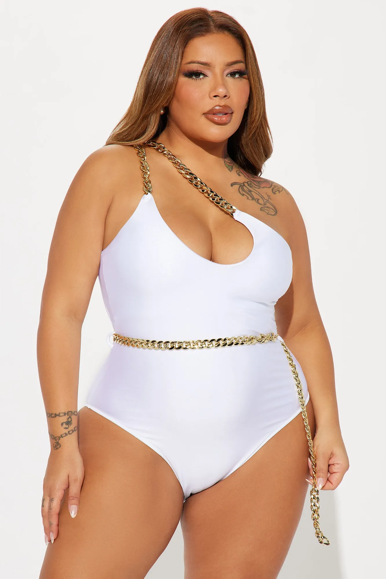 Yuma Chain 1 Piece Swimsuit - White sold by Fashion Nova product image thumbnail 4