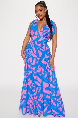 Take Me To Barbados Maxi Dress - Pink/combo sold by Fashion Nova