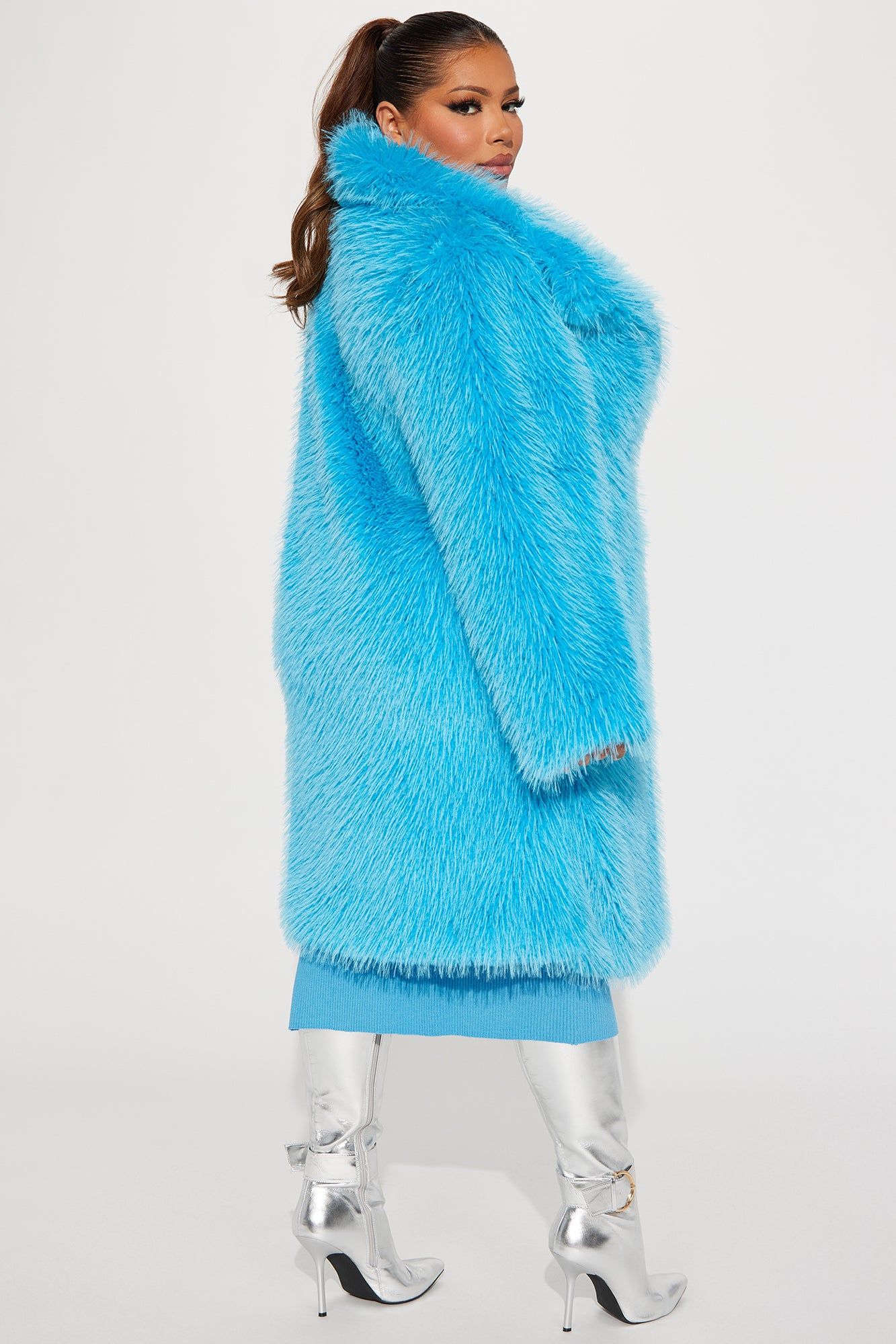 Poppin' Off Faux Fur Coat - Blue sold by Fashion Nova product image thumbnail 6