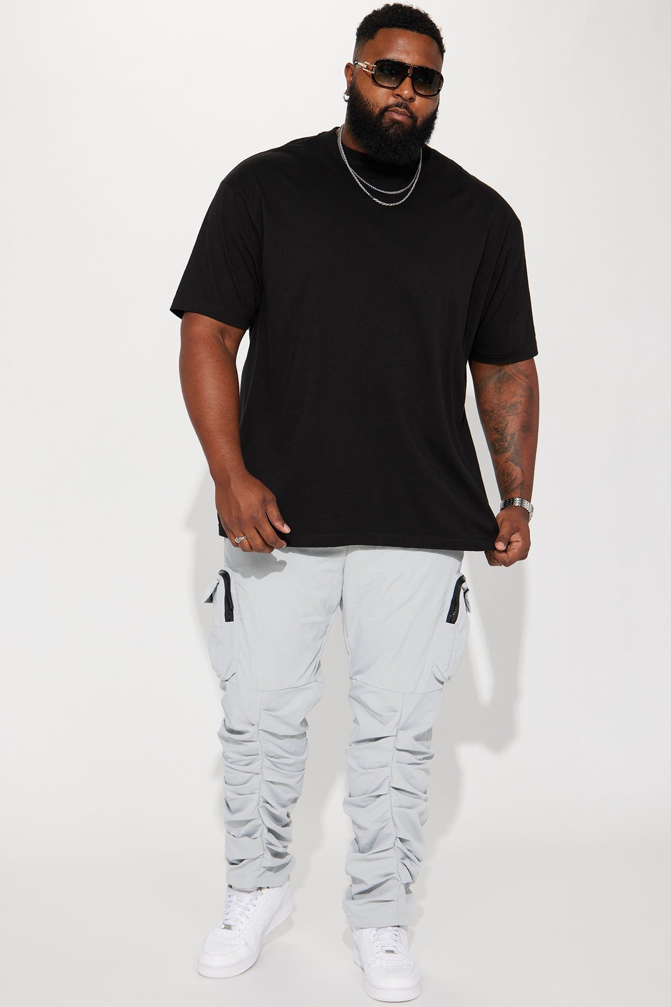 Stacked Ruched Nylon Cargo Pants - Grey sold by Fashion Nova product image thumbnail 7