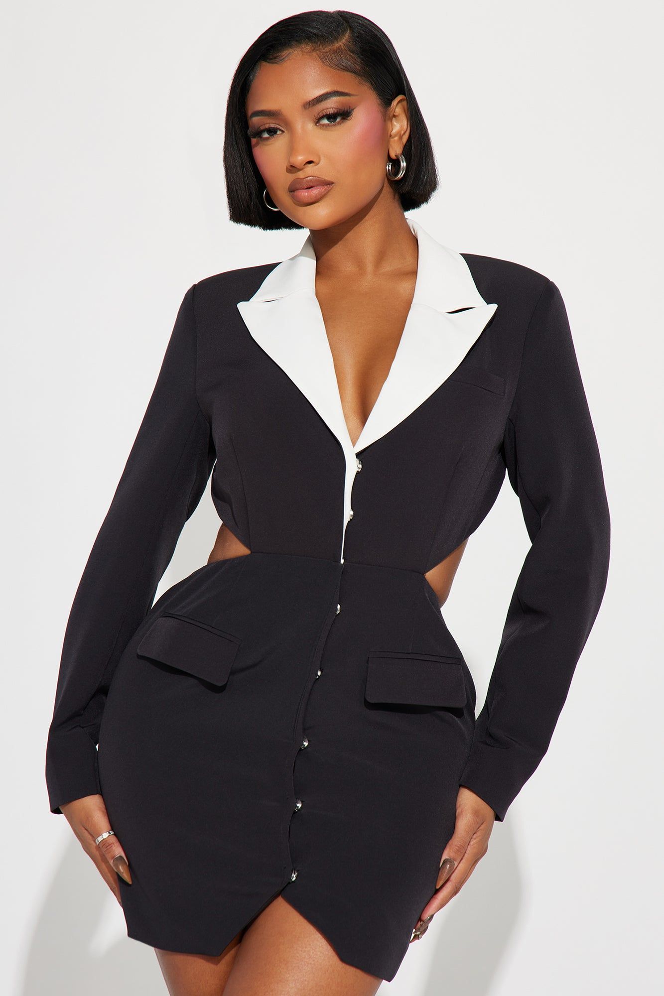 Blair Mini Blazer Dress - Black/White sold by Fashion Nova product image thumbnail 2